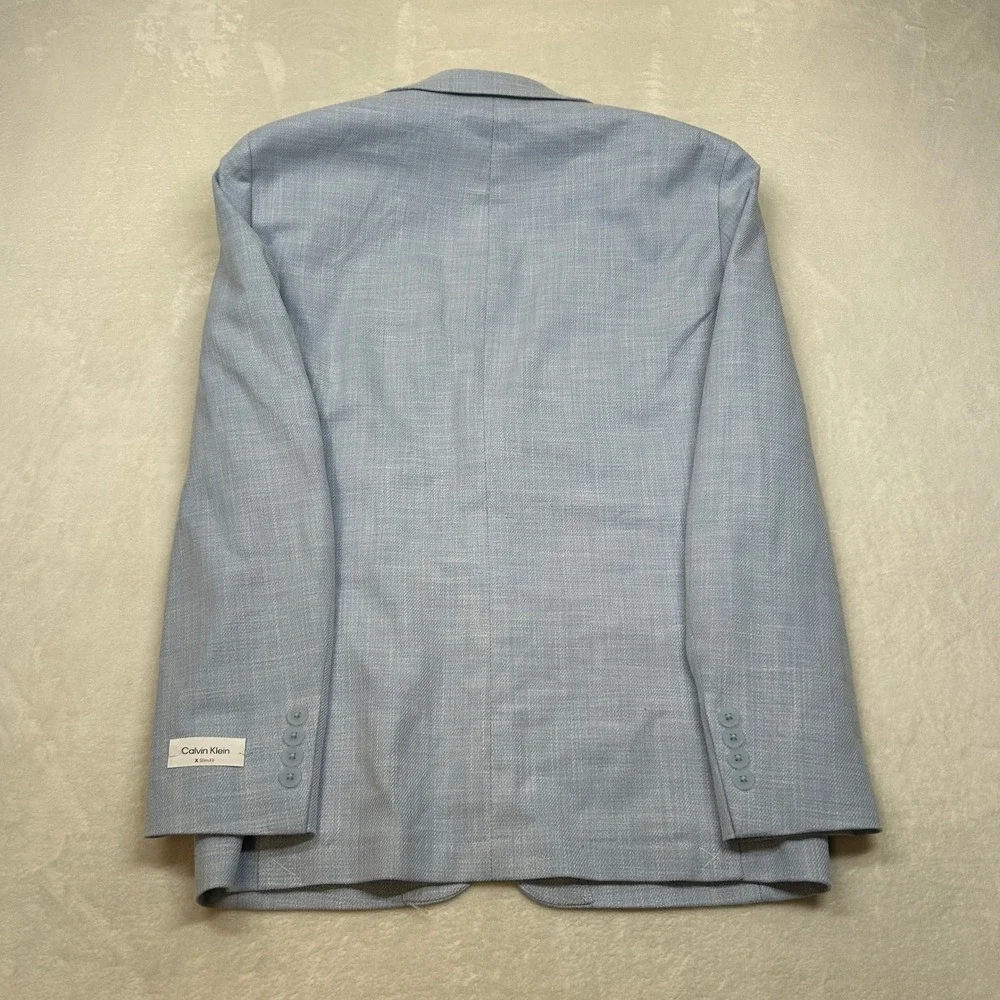 Calvin Klein Slim Fit Sport Coat Mens 38R 38‎ Light Blue Modern Fit Stretch $295